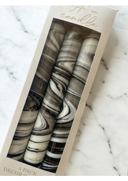 Ae'on Marble Collection 3'lü Şamdan Mum