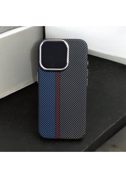 Apple Iphone 15 Uyumlu Lux Carbon Fiber Magsafe Metal Kılıf Ultra Hafif Ince Manyetik Kapak.