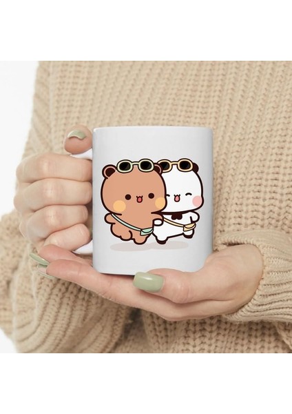 Dore Sevimli Bubu ve Dudu Kahve Kupa, Ayı Seramik Kupa, Panda Ayı Kupası,ingilizce Kupa 44