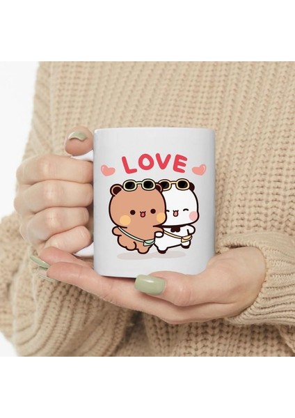 Dore Sevimli Bubu ve Dudu Kahve Kupa, Ayı Seramik Kupa, Panda Ayı Kupası,ingilizce Kupa 33