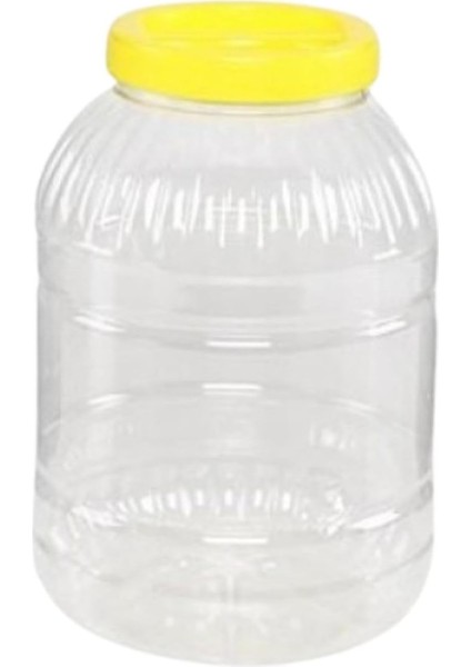 Litre Şeffaf Plastik Bidon, Sarı Kapaklı