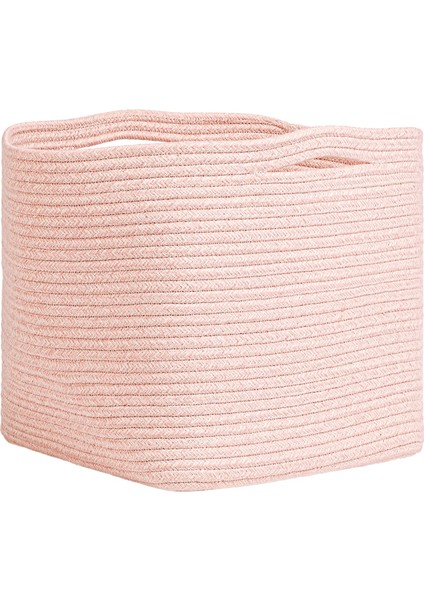 Home Textile Pembe Kırçıllı Pamuklu Sepet 30 x 30 x 30 cm