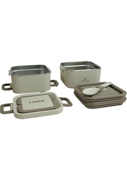 Bento Lunch Box Kare Beige 1400 ml modelleri