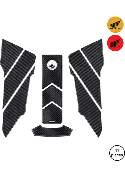 Honda NC750 2024-2025 ile Uyumlu Kaydırmaz 6d Karbon 11 Parça Tank Pad Seti GC45