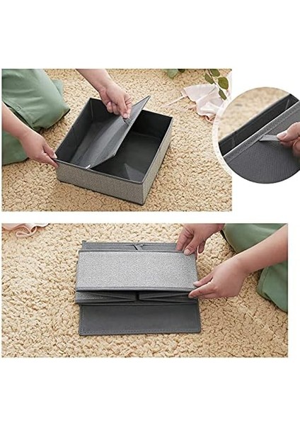 Iç Giyim Saklama Kutuları, 6'lı Set, Çekmece Düzenleyici, Kumaş Kutular, Saklama Sepetleri, Keten Görünümlü Keçe Kumaş, Çorap, Kravat, Şal Için Uygun, Gri modelleri