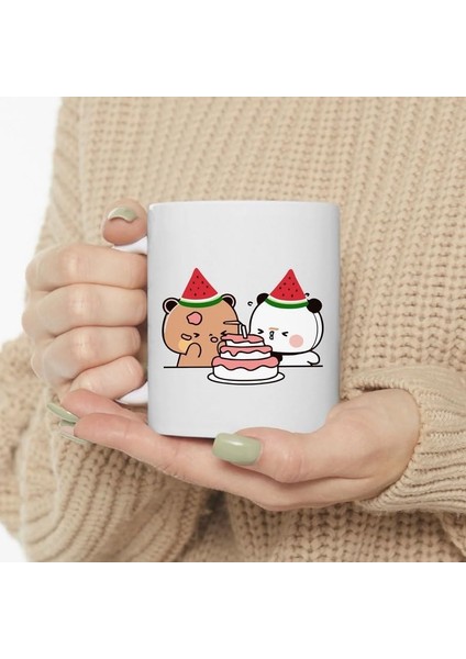 Dore Sevimli Bubu ve Dudu Kahve Kupa, Ayı Seramik Kupa, Panda Ayı Kupası,ingilizce Kupa 5