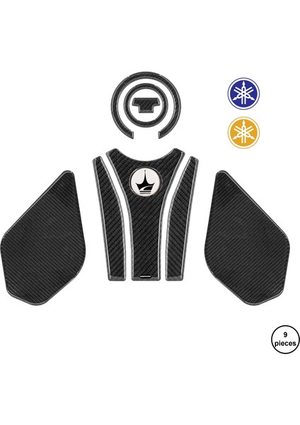 Yamaha MT07 ile Uyumlu Kaydırmaz 6D Karbon 9 Parça Tank Pad Seti GC13 fiyatları
