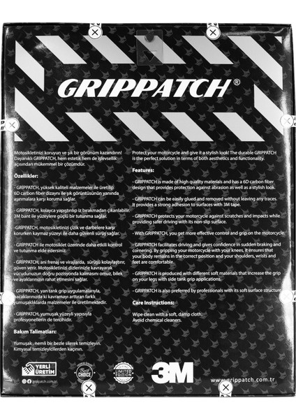 Yamaha MT07 ile Uyumlu Kaydırmaz 6D Karbon 9 Parça Tank Pad Seti GC13