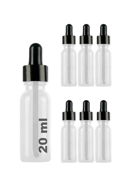 20 ml Metal Kapaklı Damlalık Dropper Şişesi Serum 20 cc Cam Şişe 6 Adet (Siyah Kapak, Şeffaf) fiyatları