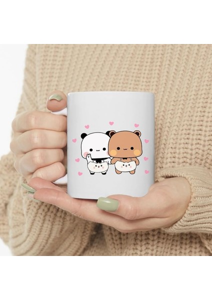 Dore Sevimli Bubu ve Dudu Kahve Kupa, Ayı Seramik Kupa, Panda Ayı Kupası, Sevi,ingilizce Kupa 54