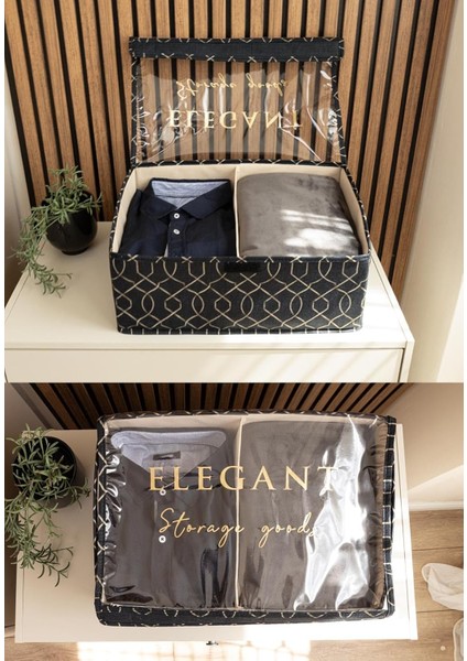 Kapısı Elegant Pvc Kapaklı Çok Amaçlı Saklama Kutusu Hurç (Maxi Boy 41X28X18)