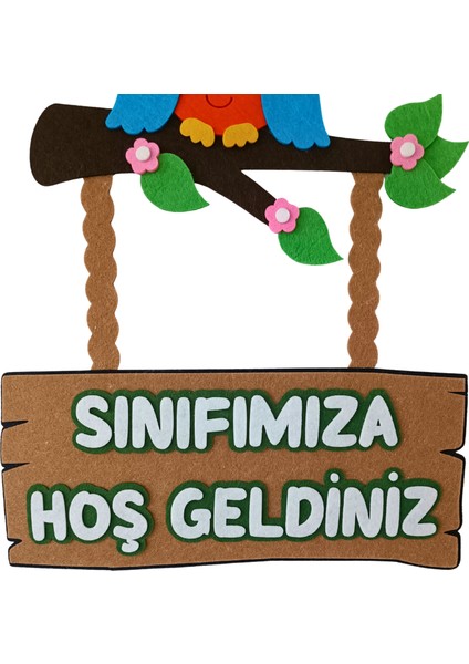 Keçe Sınıfımıza Hoş Geldiniz Okul Kapı Süsü Baykuşlu modelleri