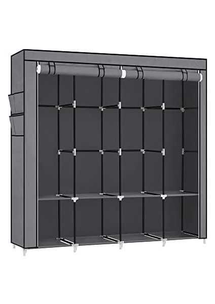 Kumaş Dolap, Elbise Dolabı, 4 Yan Cep, Geniş Alan, Gri RYG094G02 fiyatları