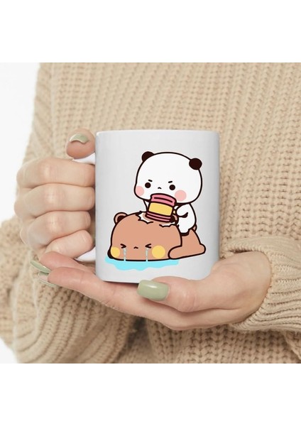 Dore Sevimli Bubu ve Dudu Kahve Kupa, Ayı Seramik Kupa, Panda Ayı Kupası,ingilizce Kupa 14