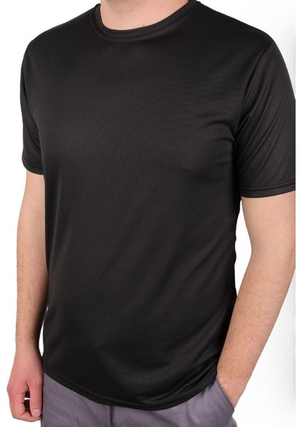 Erkek Siyah Dry Touch %100 Polyester Regular Kesim Sıfır Yaka Basic Tişört fiyatları