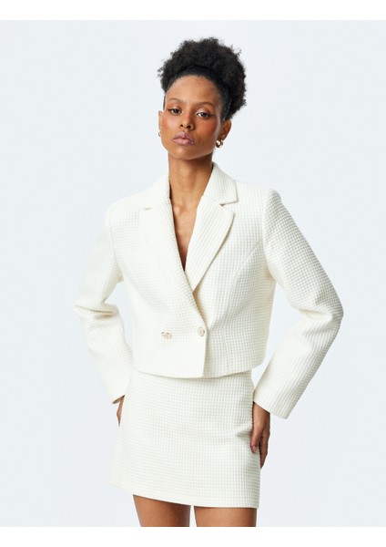 Yeni Sezon Uzun Kollu Slim Fit Kruvaze Crop Tüvit Blazer Ceket modelleri