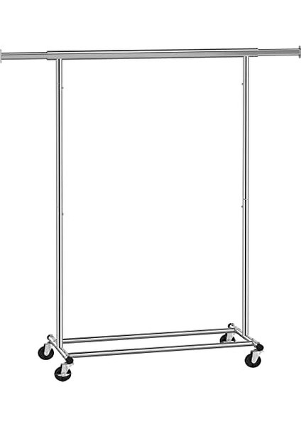 Tekerlekli Elbise Askısı, Ağır Hizmet Tipi Elbise Askısı, Uzatılabilir Elbise Askılı, 90 kg Yük Kapasitesi, Kolay Montaj, Taşınabilir, Gümüş HSR13S modelleri