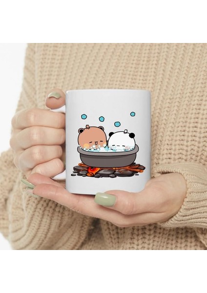 Dore Sevimli Bubu ve Dudu Kahve Kupa, Ayı Seramik Kupa, Panda Ayı Kupası,ingilizce Kupa 37