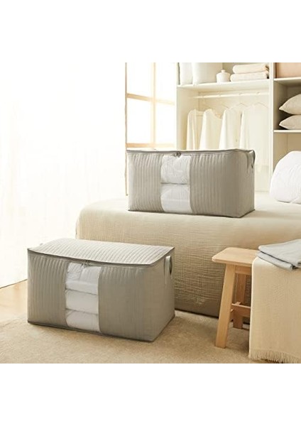 Home Textile 2'li Mega Boy Pvc Pencereli Gri Renk Kapitone Hurç Set 75 x 40 x 40 cm modelleri