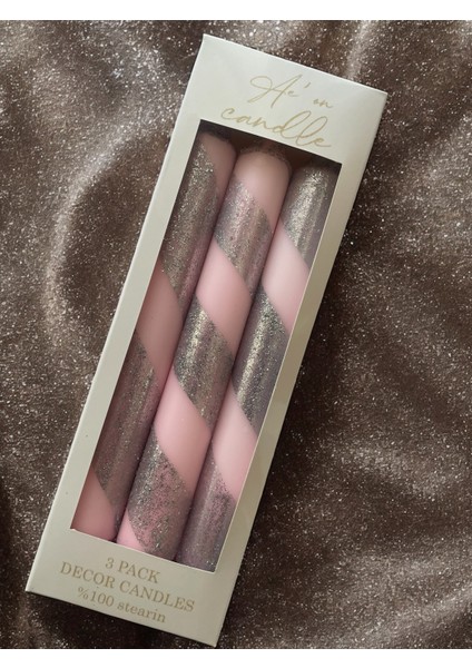 Ae'on Glimmer Swirl Collection 3'lü Şamdan Set Pembe-Gri modelleri