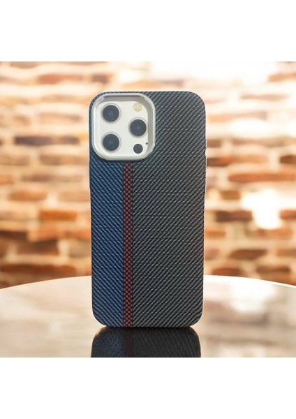 Apple Iphone 15 Pro Uyumlu Lux Carbon Fiber Magsafe Metal Kılıf Ultra Hafif Ince Manyetik Kapak.