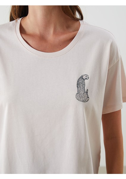 Yeni Sezon Bisiklet Yaka Leopar Baskili Kadin Pijama Takim - S5NP52Z8 modelleri