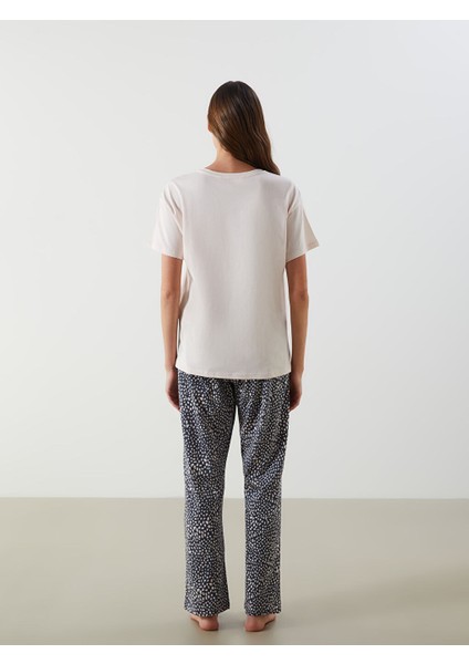Yeni Sezon Bisiklet Yaka Leopar Baskili Kadin Pijama Takim - S5NP52Z8 fırsatları