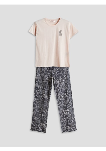 Yeni Sezon Bisiklet Yaka Leopar Baskili Kadin Pijama Takim - S5NP52Z8 indirimleri