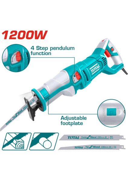 Tilki Kuyruğu Testere 220 - 240V~50/60 Hz Güç 1200 W Karton Kutulu fiyatları