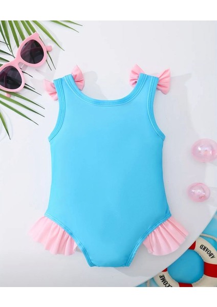 Mavi Pembe Fiyonklu Kız Çocuk Mayo – Sevimli Balık Desenli Tek Parça Yazlık Mayo fiyatları