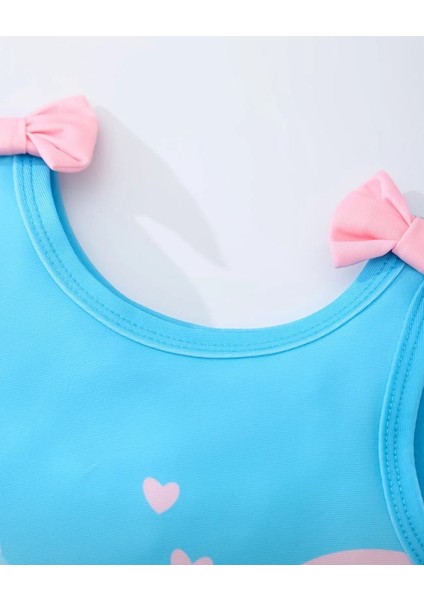 Mavi Pembe Fiyonklu Kız Çocuk Mayo – Sevimli Balık Desenli Tek Parça Yazlık Mayo fırsatları