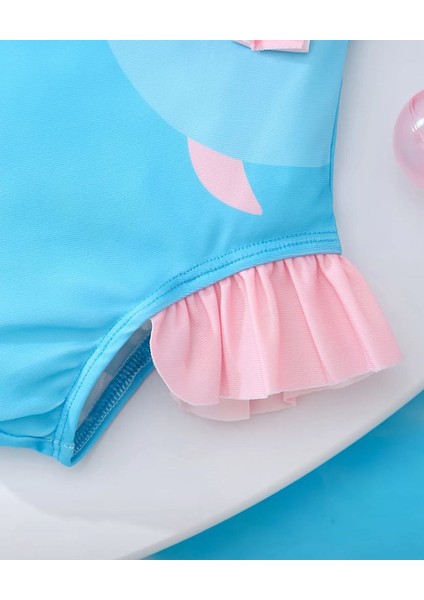 Mavi Pembe Fiyonklu Kız Çocuk Mayo – Sevimli Balık Desenli Tek Parça Yazlık Mayo indirimleri