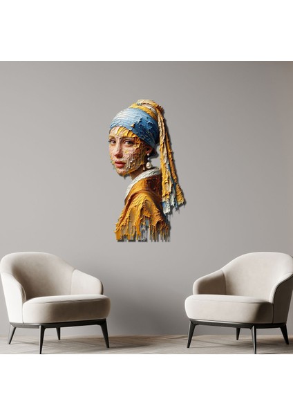 Inci Küpeli Kız Metal Tablo