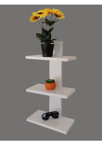 🪴 3’lü Dekoratif Duvar Rafı – Beyaz (30X15 Cm)