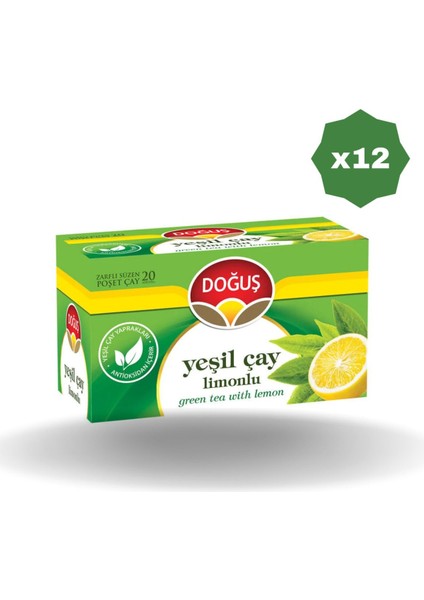 Limonlu Yeşil Çay 20'li - (12 Adet)