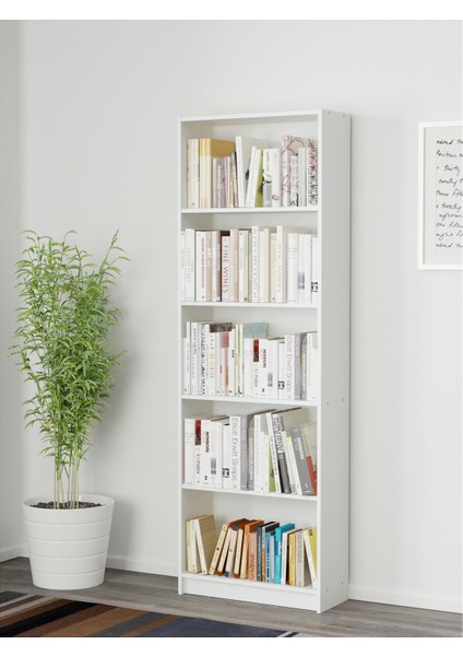 Gersby Kitaplık 60 x 24 x 180 cm Beyaz 5 Raflı Dayanıklı fiyatları
