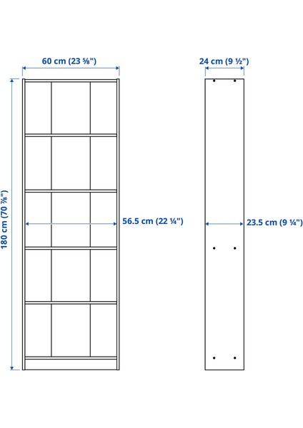 Gersby Kitaplık 60 x 24 x 180 cm Beyaz 5 Raflı Dayanıklı modelleri