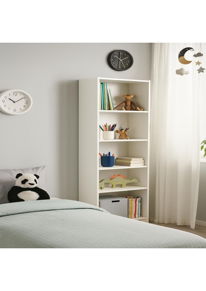 Gersby Kitaplık 60 x 24 x 180 cm Beyaz 5 Raflı Dayanıklı fırsatları