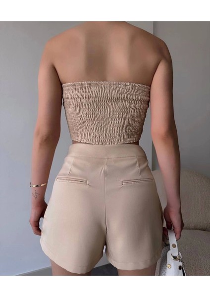Arkadan Büzgülü Esnek Büstiyer Bej fiyatları