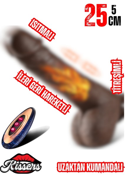 Uzaktan Kumandalı Ileri Geri Hareketli Isıtmalı Titreşimli Ultra Realistik Dildo Penis 25 cm
