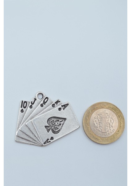 Poker İskambil Deri ip Kolye - Gümüş Kaplama - Kadın Erkek Kolye - No:792 fırsatları