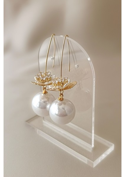 Çiçek Detaylı Sallantılı Büyük Vintage Inci Küpe fiyatları