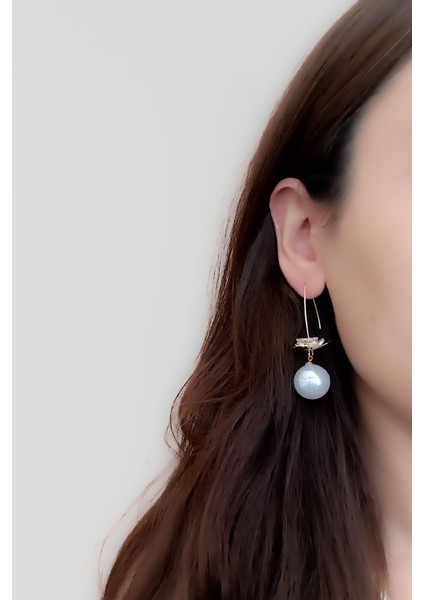 Çiçek Detaylı Sallantılı Büyük Vintage Inci Küpe modelleri