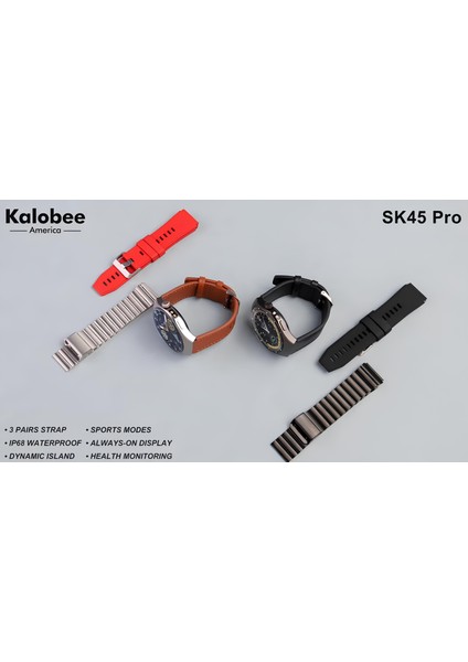 SK45 Pro Akıllı Saat 3 Farklı Kordon IP68 Su Geçirmez Sağlık Takibi Alwayson Ekran fırsatları