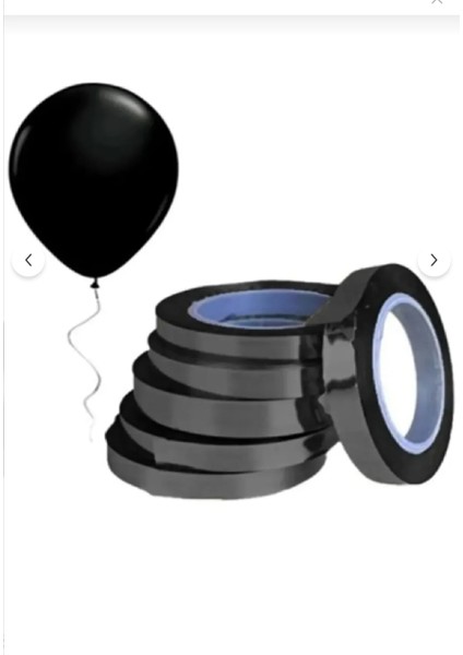 Siyah Renk Siyah Parlak Metalize Rafya 25 Metre - Rafya Balon Ipi ve Hediye Paketi Süsleme Şeridi