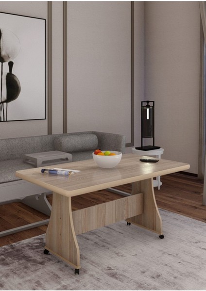 Tekerlekli Mdf Masa %100 Mdf Salon Orta Sehpa Yemek Masası Ofis Sehpa