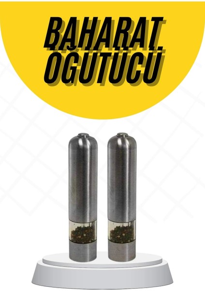 Baharat Öğütücü Paslanmaz Ayarlanabilir Otomatik Pilli Işıklı Tuz & Karabiber