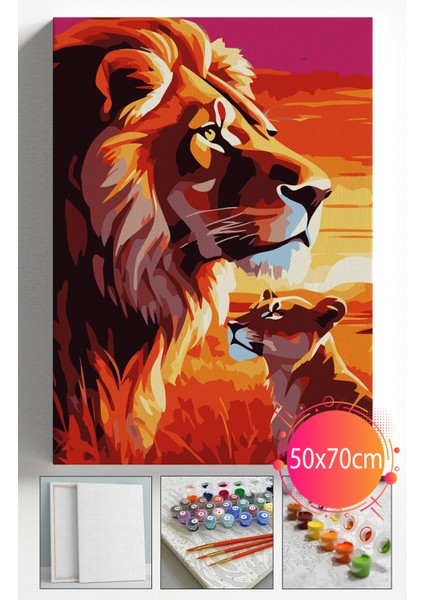 Sayılarla Boyama Seti Numaralı Tuval Fırça Boya Dahil Kasnaklı Set 50X70 cm - Aslanoğul