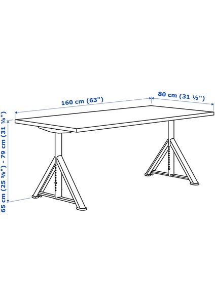 Idåsen Çalışma Masası 160 x 80 cm Siyah Koyu Gri Çelik Ayarlanabilir Kablo Düzenleyicili fiyatları