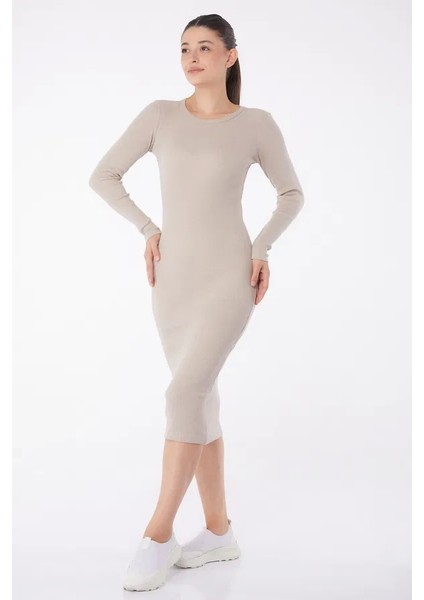 Düz Bisiklet Yaka Kadın Midi Elbise indirimleri